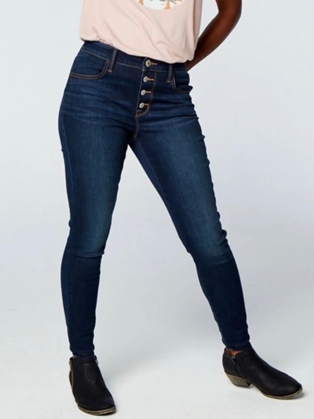 Maurices High Rise Button Fly Limitless Repreve Jeggings Size L REG Dark Wash